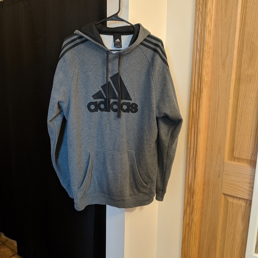 Adidas grey hooded sweatshirt size L